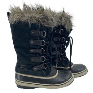 Sorel Black/Beige Suede Winter & Rain Boots | Lace-Up, Round Toe